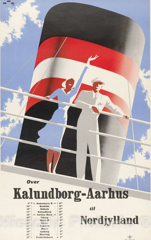 Vintage Poster -  Over Kalundborg - Aarhus til Nordjylland, Historic Wall Art