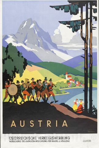 Vintage Poster -  Austria Ã–sterreichische Verkehrswerbung, Werbedienst des Bundesministeriums fÃ¼r Handel u. Verkehr -  Kosel., Historic Wall Art