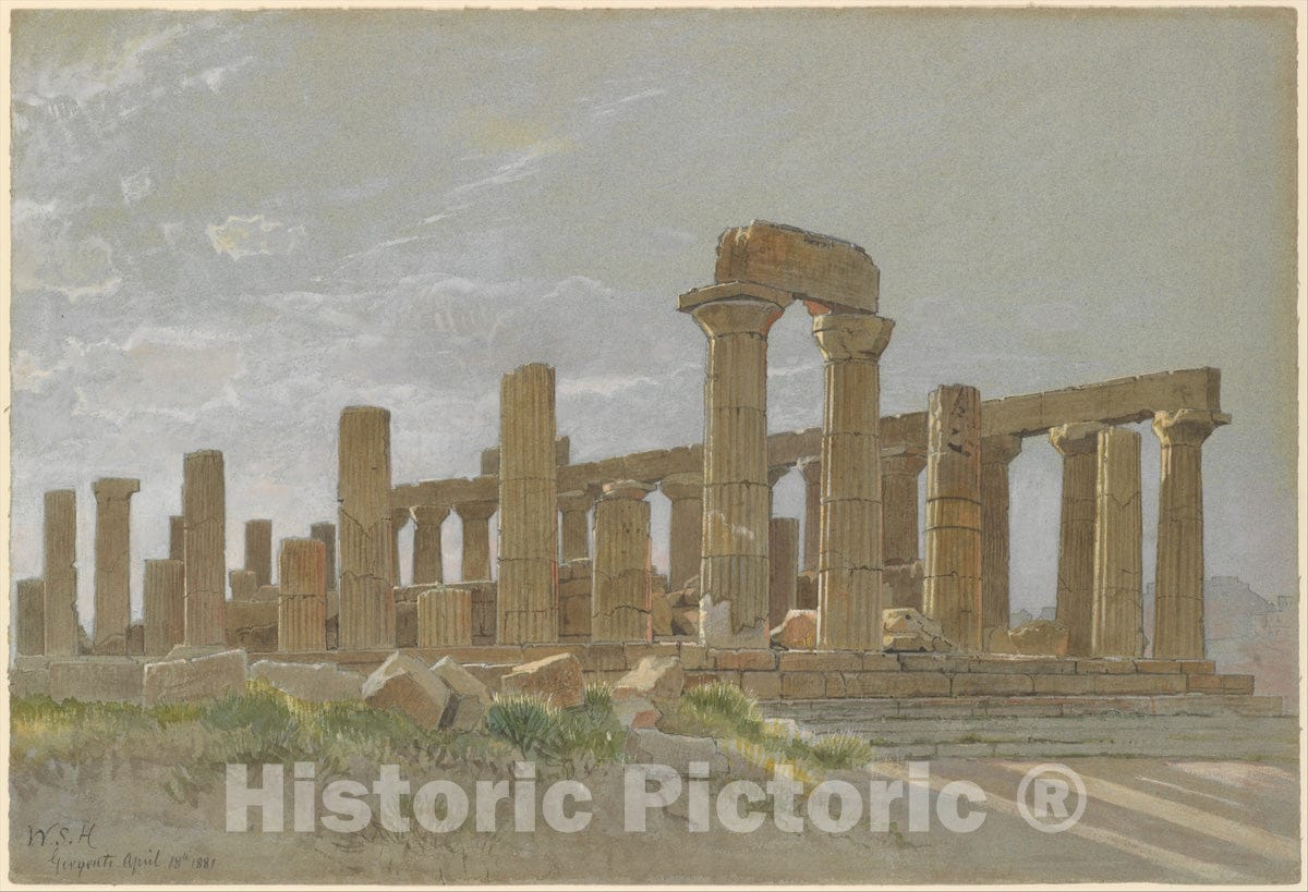 Art Print : William Stanley Haseltine - Girgenti (The Temple of Juno Lacinia at Agrigentum) : Vintage Wall Art