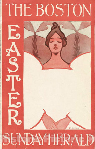 Vintage Poster -  The Boston Sunday Hearld -  Easter -  E. Reed., Historic Wall Art