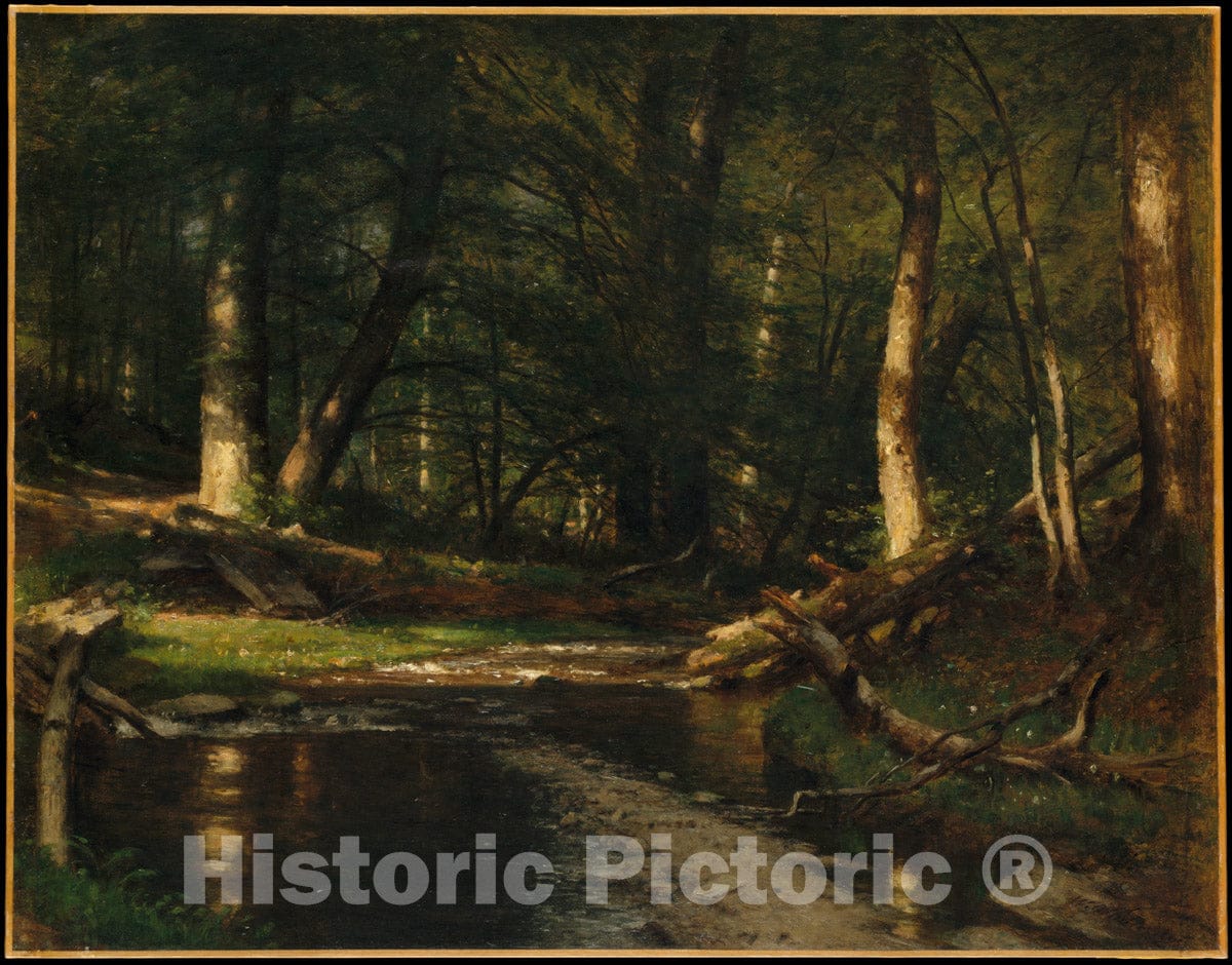 Art Print : Worthington Whittredge - The Brook in The Woods : Vintage Wall Art