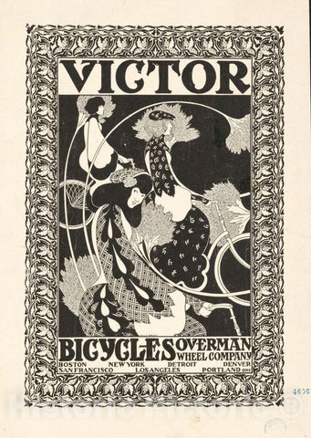 Vintage Poster -  Victor Bicycles, Overman Wheel Company, Boston, New York., Historic Wall Art