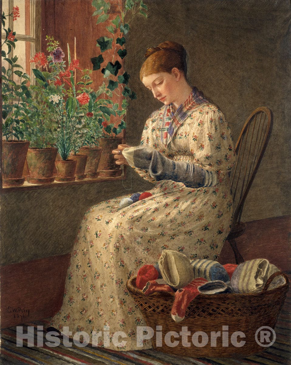 Art Print : Enoch Wood Perry - A Month's Darning : Vintage Wall Art