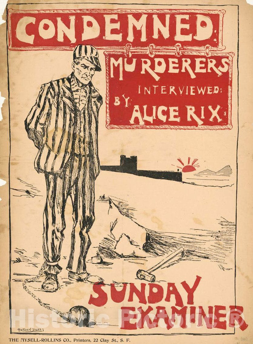 Vintage Poster - Condemned Murderer interviewed by Alice Rix. Sunday E ...