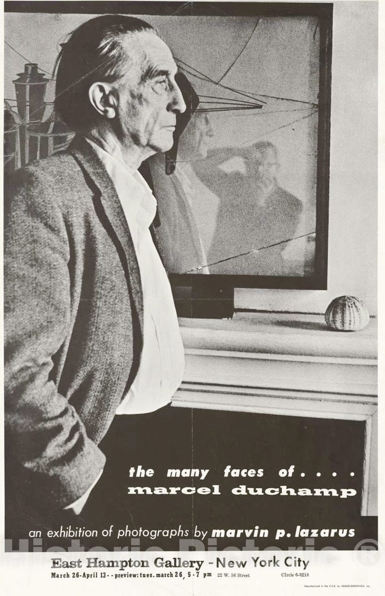 Vintage Poster -  The Many Faces of Marcel Duchamp. an Exhibition of Photographs by Marvin P. Lazarus. East Hampton Gallery., Historic Wall Art