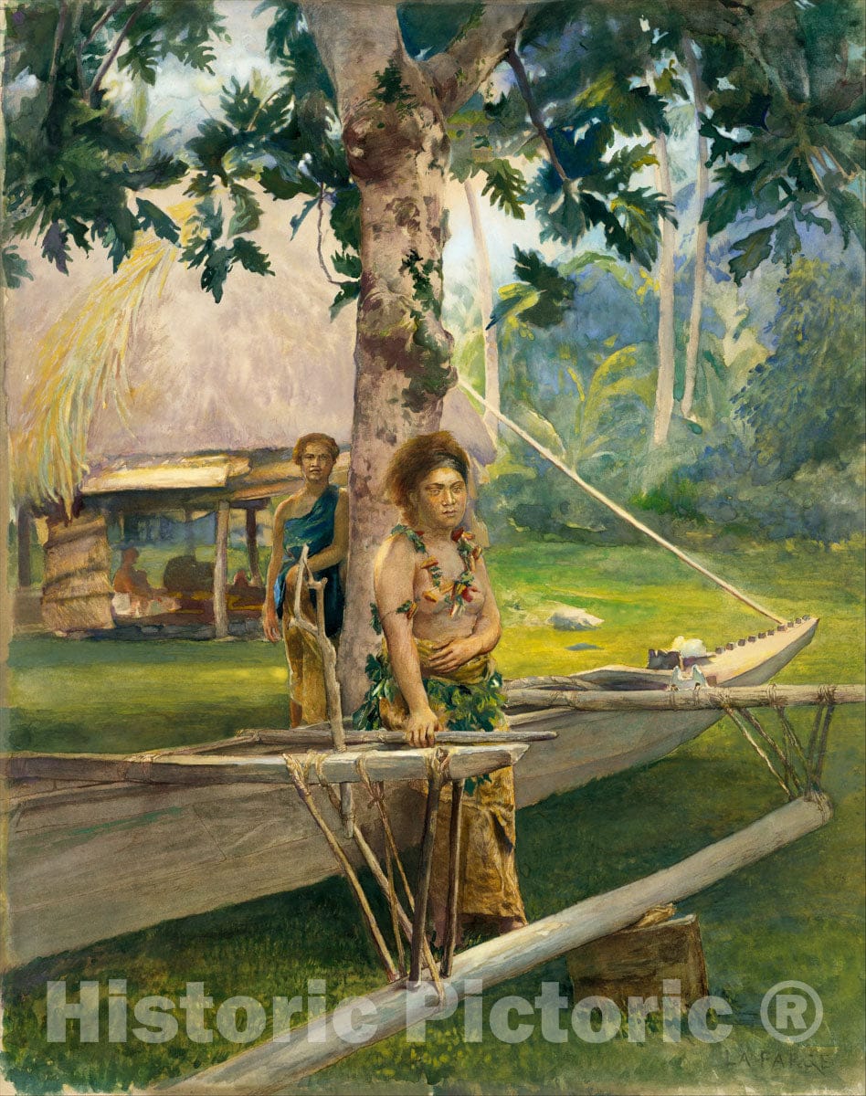 Art Print : John La Farge - Portrait of Faase, The Taupo, or Official Virgin, of Fagaloa Bay, and Her Duenna, Samoa : Vintage Wall Art