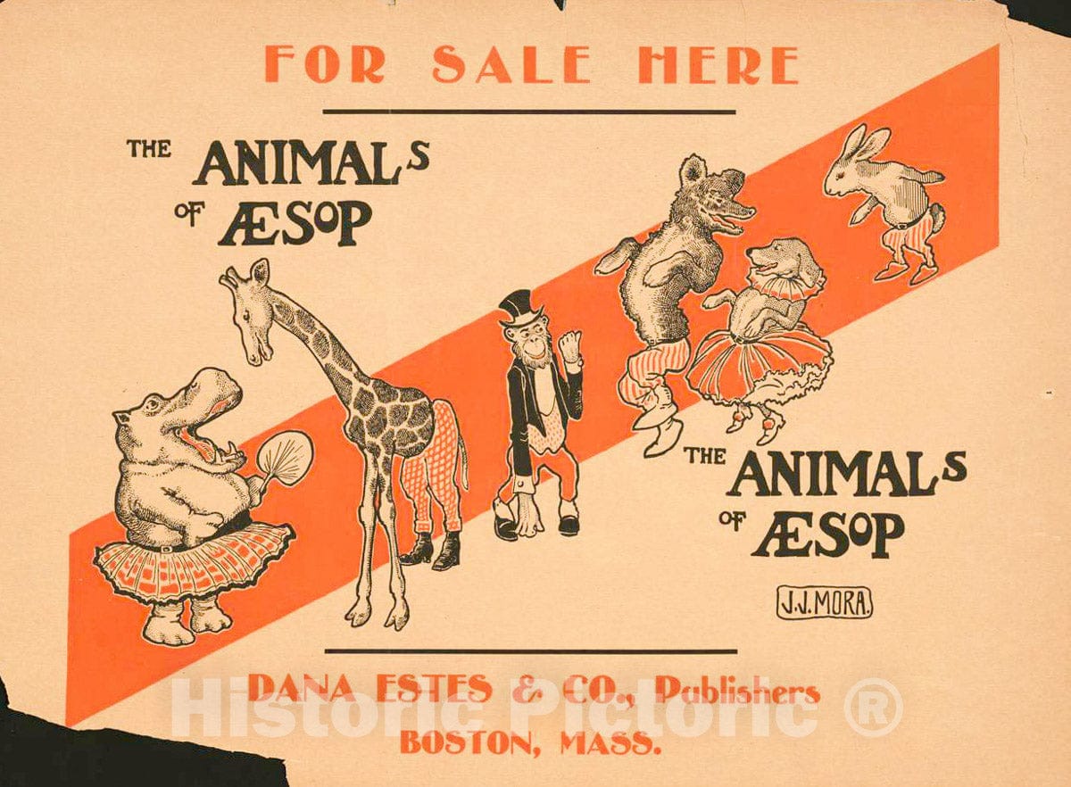 Vintage Poster - The Animals of Aesop, Historic Wall Art