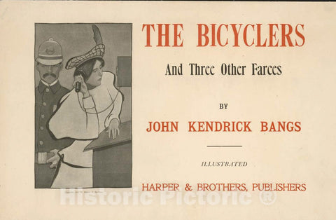 Vintage Poster -  The bicyclers and Three Other farces by John Kendrick Bangs, Historic Wall Art
