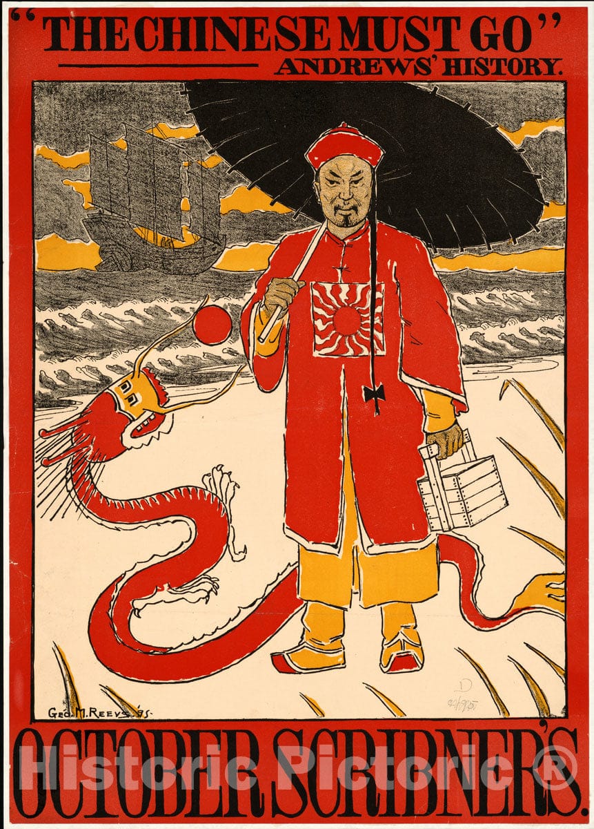 Vintage Poster - The Chinese Must go, Andrews' History. October Scribn ...