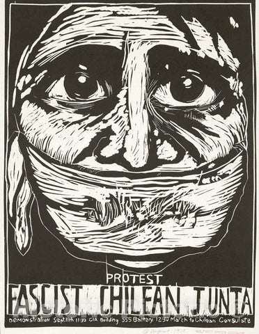 Vintage Poster -  Protest Fascist Chilean junta, Historic Wall Art
