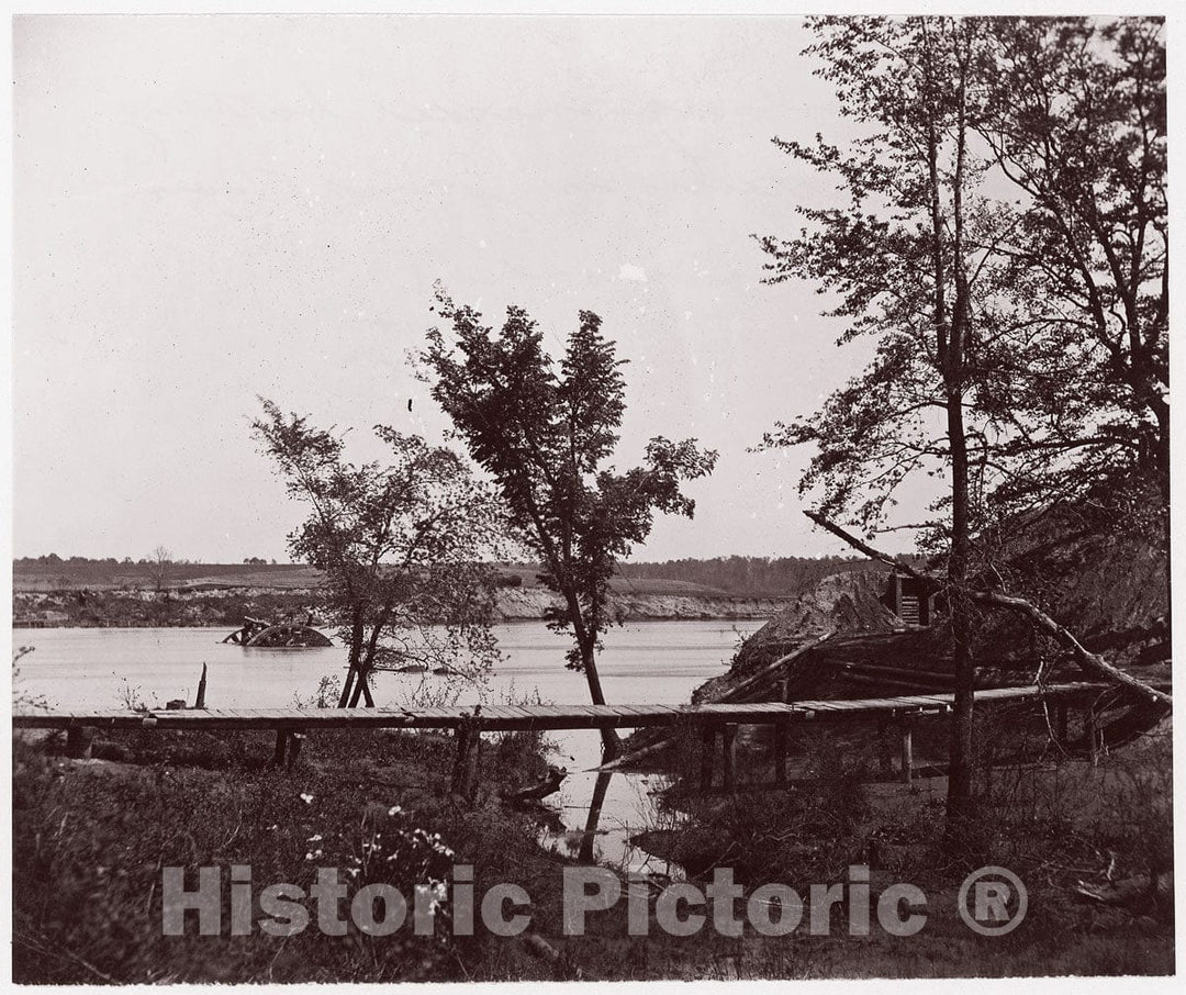 Photo Print : William Frank Browne - Fort Darling. Masked Battery and Obstruction in James River : Vintage Wall Art