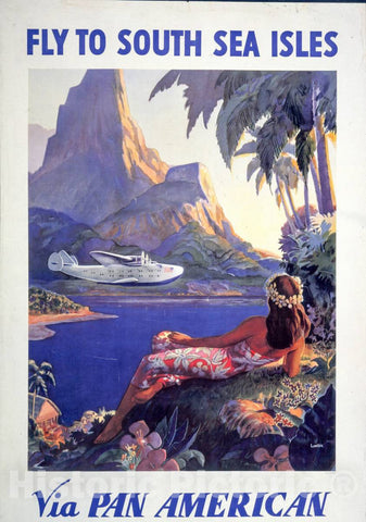 Vintage Poster -  Fly to South Sea Isles via Pan American, Historic Wall Art