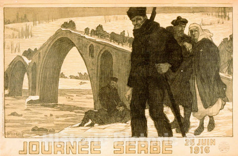 Vintage Poster -  JournÃ©e Serbe. 25 juin 1916 1, Historic Wall Art