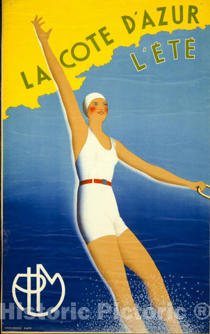 Vintage Poster -  La CÃ´te d'Azur -  l'Ã©tÃ© -  M. Sainte., Historic Wall Art