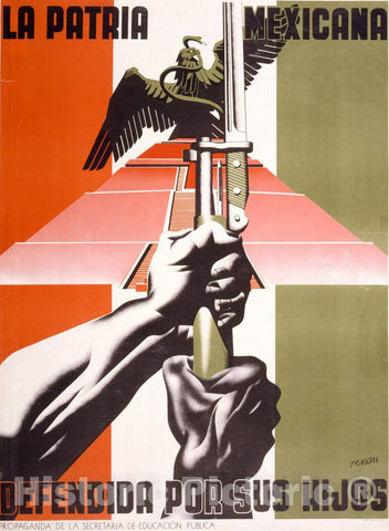 Vintage Poster -  La Patria Mexicana, defendida por sus hijos -  Renau., Historic Wall Art
