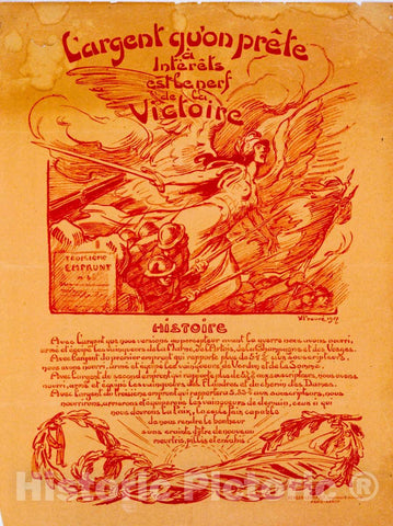 Vintage Poster -  L'argent qu'on prÃªte Ã¡ intÃ©rÃªts est le nerf de la Victoire, Historic Wall Art