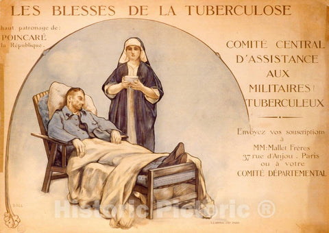 Vintage Poster -  Les blessÃ©s de la tuberculose: ComitÃ© Central d'Assistance aux Militaires Tuberculeux, Historic Wall Art