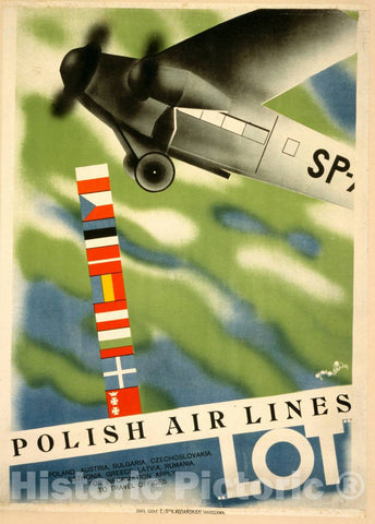 Vintage Poster -  LOT Polish Air Lines -  Gronowski 31., Historic Wall Art