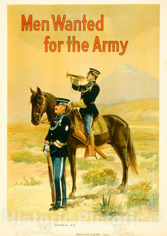 Vintage Poster -  Men Wanted for The Army -  Michael P. Whelan. 1, Historic Wall Art