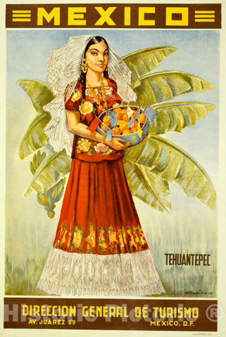 Vintage Poster -  Mexico -  Tehuantepec -  T. [.] ; Impreso en Los Talleres Graficos de la Nacion., Historic Wall Art