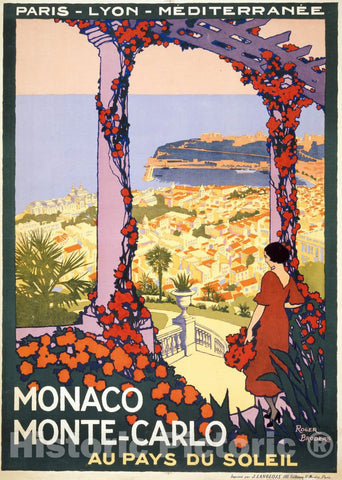 Vintage Poster -  Monaco. Monte - Carlo. Au Pays du Soleil -  Roger Broders., Historic Wall Art