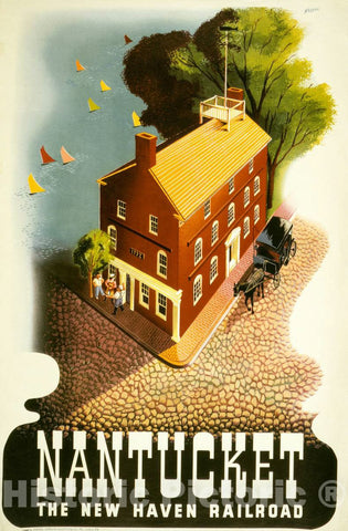 Vintage Poster -  Nantucket. The New Haven Railroad -  Nason., Historic Wall Art