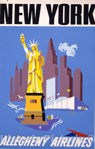 Vintage Poster -  New York -  Allegheny Airlines, Historic Wall Art
