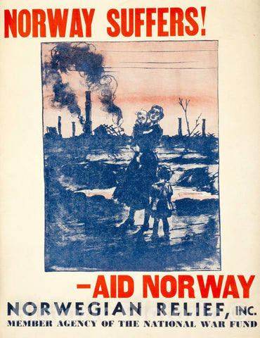 Vintage Poster -  Norway Suffers! Aid Norway, Historic Wall Art