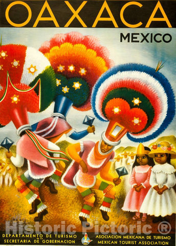 Vintage Poster -  Oaxaca -  Mexico -  Covarrubias., Historic Wall Art
