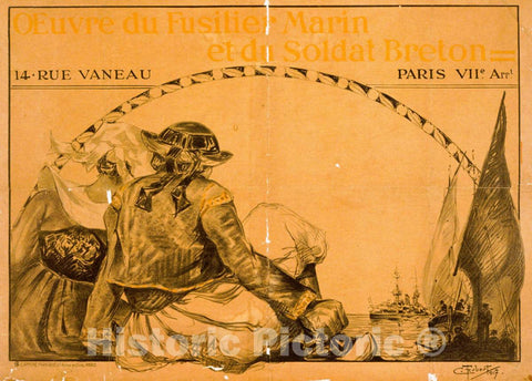 Vintage Poster -  Oeuvre du Fusilier Marin et du Soldat Breton, Historic Wall Art