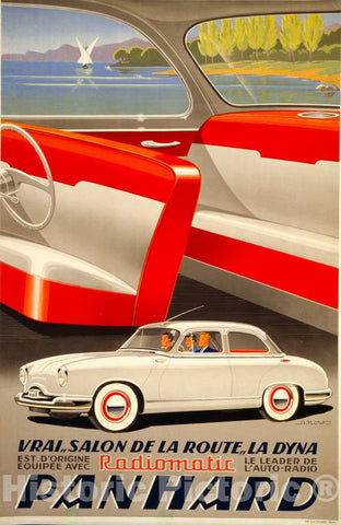 Vintage Poster -  Panhard VRAI Salon de la Route, la Dyna est d'origine Ã©quippÃ©e avec Radiomatic, le Leader de l'auto - Radio  -  A. Kow., Historic Wall Art