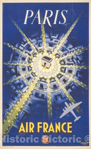 Vintage Poster -  Paris. Air France -  P. Baudouin 47., Historic Wall Art