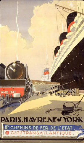 Vintage Poster -  Paris - Havre - New York -  Albert SÃ©bille., Historic Wall Art