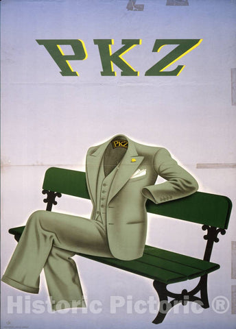 Vintage Poster -  PKZ -  CK., Historic Wall Art