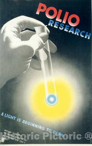 Vintage Poster -  Polio Research a Light is Beginning to Dawn  -  Herbert Bayer., Historic Wall Art