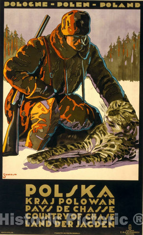 Vintage Poster -  Polska - Kraj polowa? -  S. Norblin., Historic Wall Art