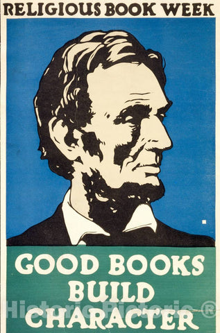 Vintage Poster -  Religious Book Week. Good Books Build Character, Historic Wall Art