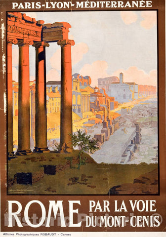 Vintage Poster -  Rome par la voie du Mont - Cenis -  Geo Dorival., Historic Wall Art