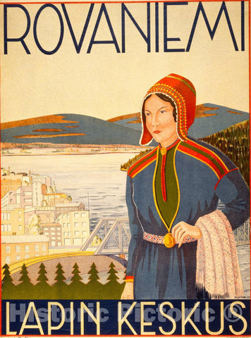 Vintage Poster -  Rovaniemi -  Lapin Keskus -  YrjÃ¶ Kari., Historic Wall Art