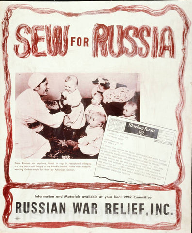Vintage Poster -  Sew for Russia, Historic Wall Art