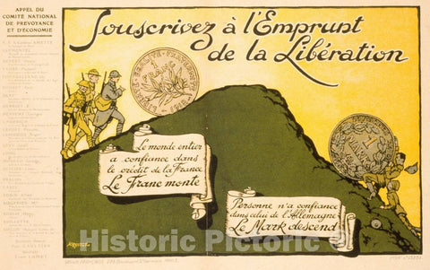 Vintage Poster -  Souscrivez Ã¡ l'Emprunt de la LibÃ©ration, Historic Wall Art