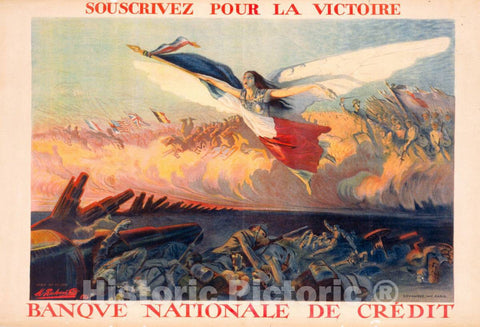 Vintage Poster -  Souscrivez Pour la Victoire. Banque Nationale de CrÃ©dit, Historic Wall Art