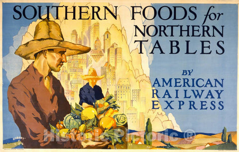 Vintage Poster - Southern Foods for Northern Tables by American Railway Express - Robert E. Lee., Historic Wall Art