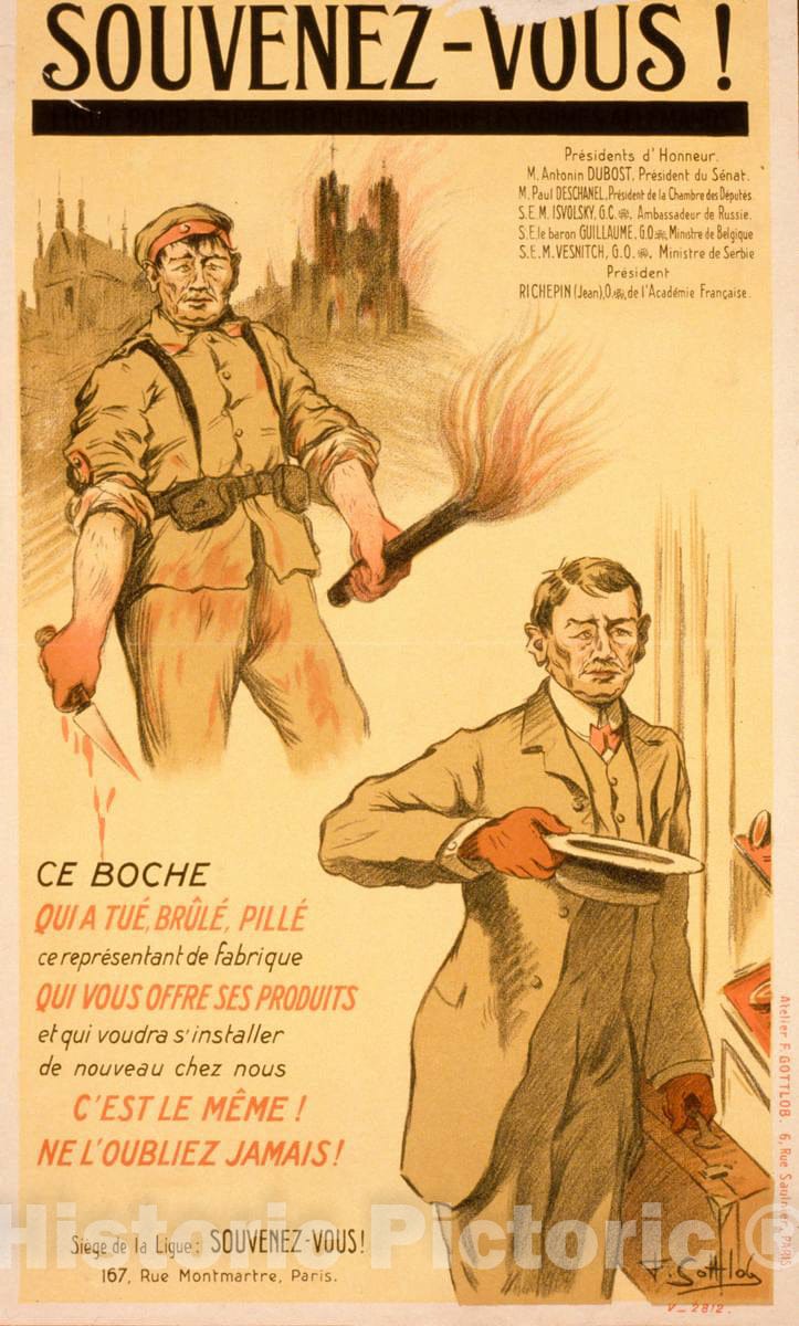 Vintage Poster -  Souvenez - Vous!, Historic Wall Art