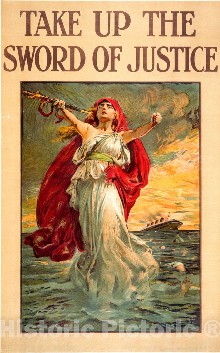Vintage Poster -  Take up The Sword of Justice, Historic Wall Art