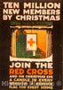 Vintage Poster -  Ten Million New Members by Christmas Join The Red Cross, and on Christmas Eve a Candle in Every Window, a Service Flag for Every Home  -  LN Britton., Historic Wall Art