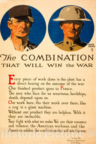 Vintage Poster -  The Combination That Will Win The war -  Adolph Treidler., Historic Wall Art