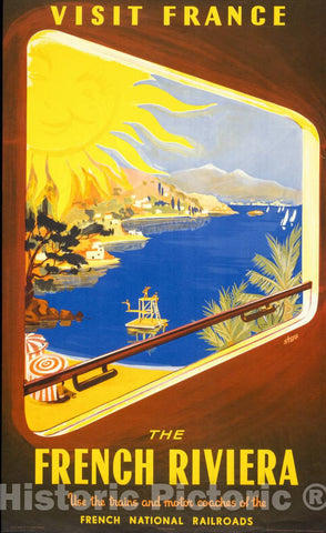 Vintage Poster -  The French Riviera -  Starr., Historic Wall Art