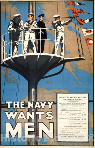 Vintage Poster -  The Navy Wants Men, Historic Wall Art