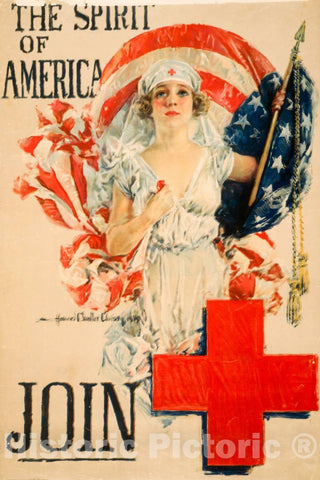 Vintage Poster -  The Spirit of America - Join -  Howard Chandler Christy 1919 ; Forbes., Historic Wall Art